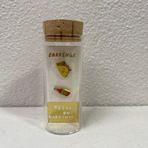NEW Yellow Owl Workshop 22K Gold Gilt Taco Earrings Hot Sauce Mismatched